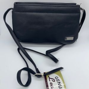 Leather Crossbody Shoulder bag with pockets & adjustable strap